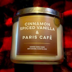 Cinnamon Spiced Vanilla & Paris Cafe 3 wick candle bath and body works
